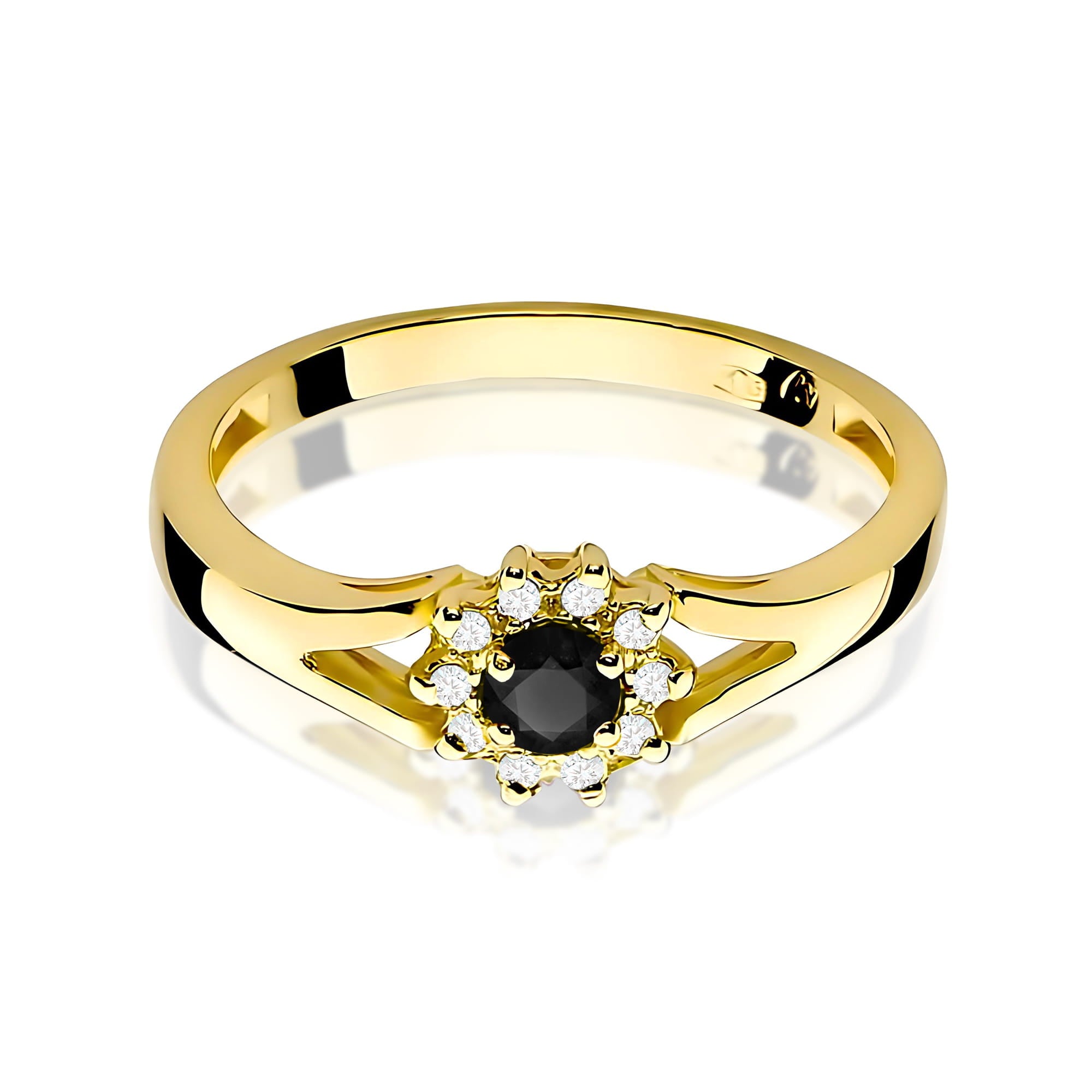 Inel Aur 9K cu Diamante Naturale Albe si Negre 0.21 ct