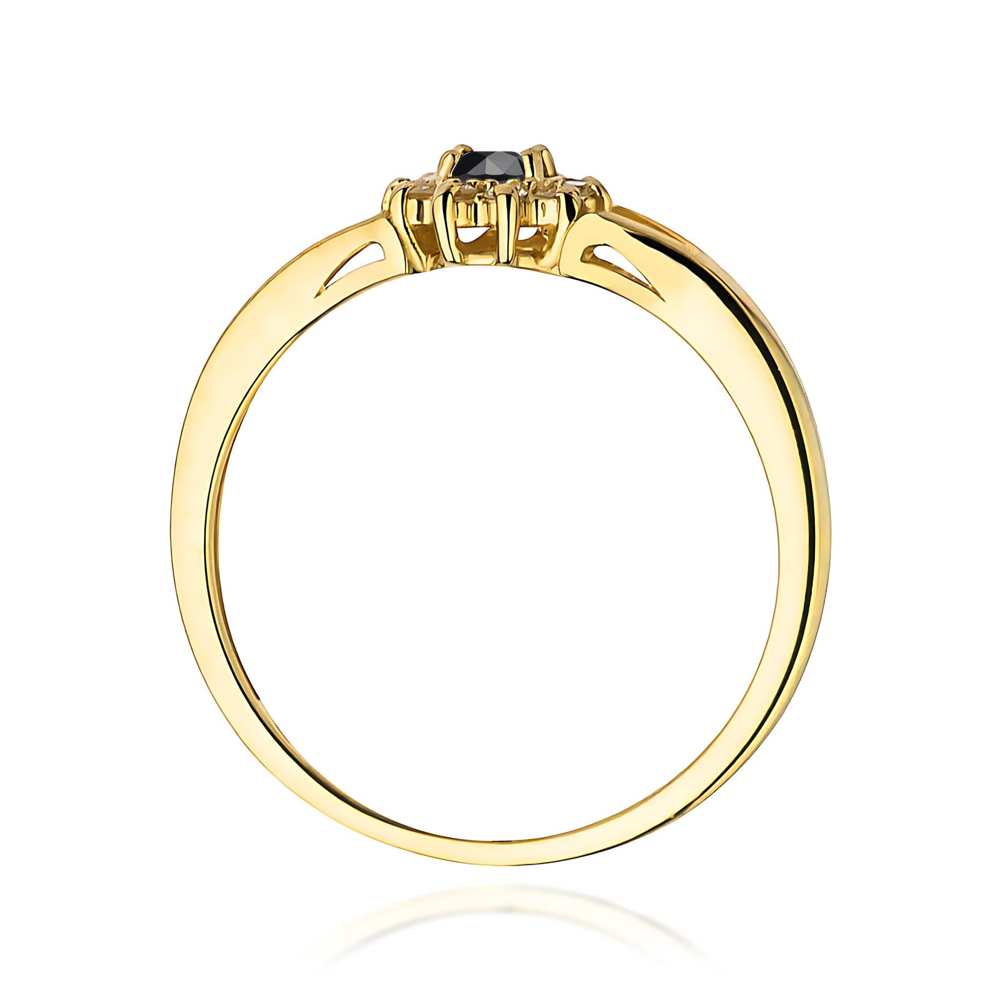 Inel Aur 9K cu Diamante Naturale Albe si Negre 0.21 ct