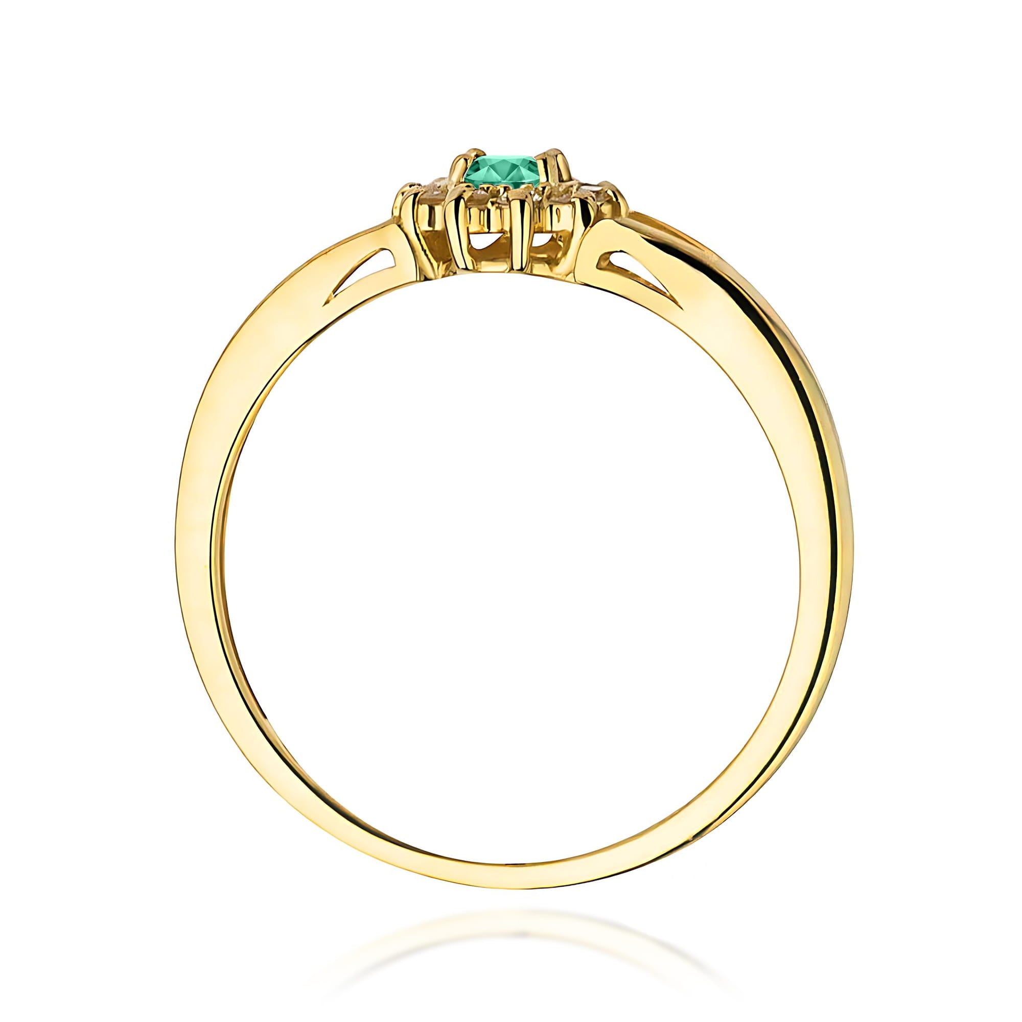 Inel Aur 9K cu Smarald 0.15 ct si Diamante Naturale 0.09 ct