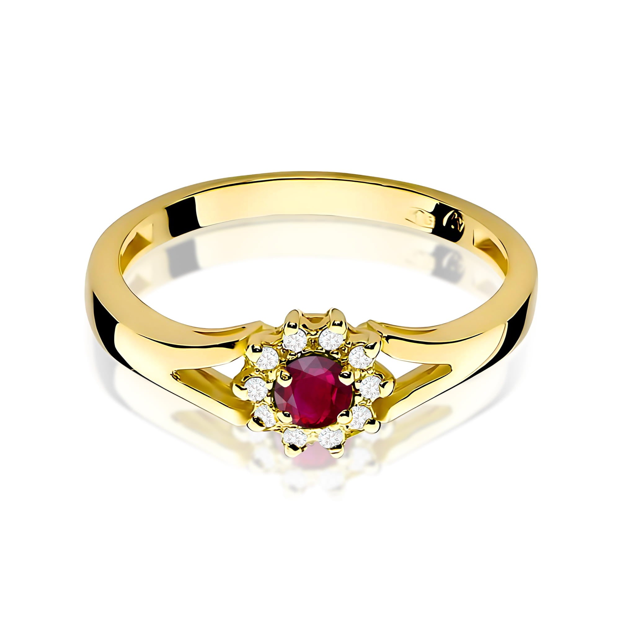 Inel Aur 9K cu Rubin 0.15 ct si Diamante Naturale 0.09 ct