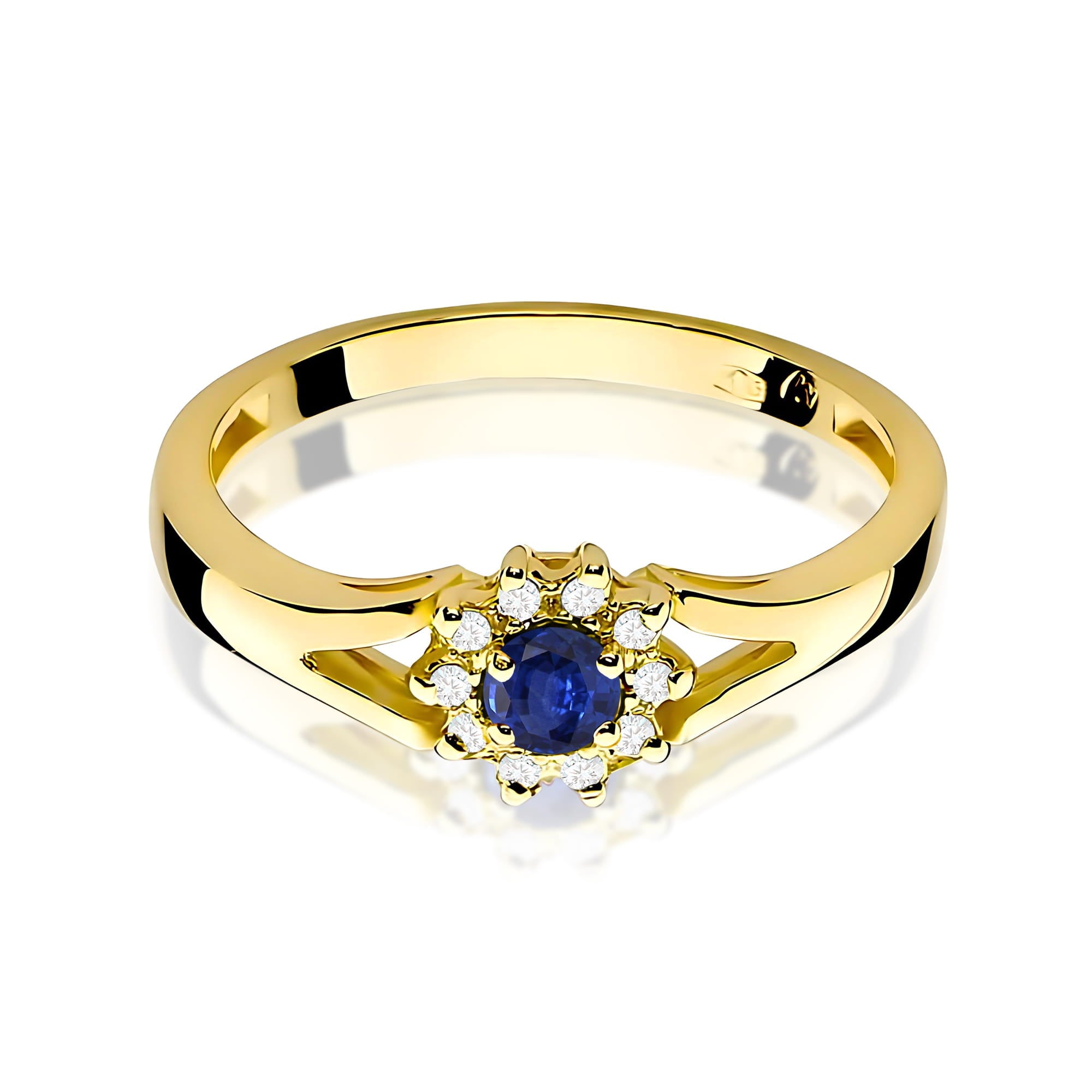 Inel Aur 9K cu Safir 0.15 ct si Diamante Naturale 0.09 ct
