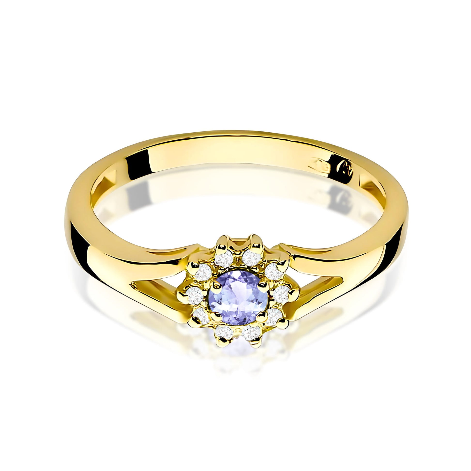 Inel Aur 9K cu Tanzanit 0.15 ct si Diamante Naturale 0.09 ct