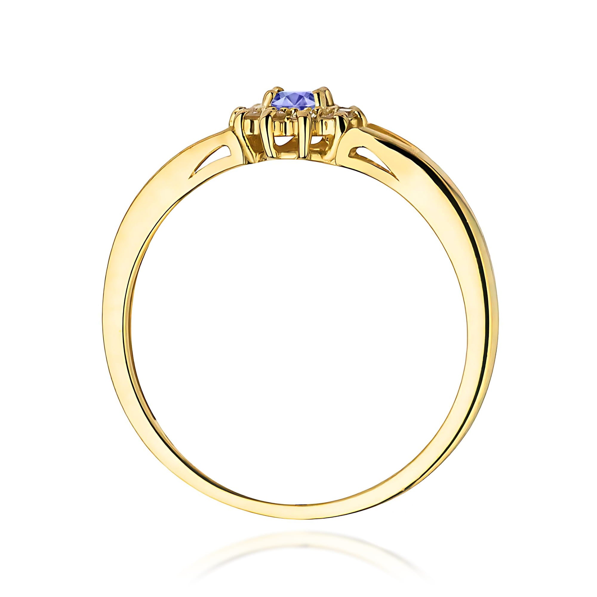 Inel Aur 9K cu Tanzanit 0.15 ct si Diamante Naturale 0.09 ct