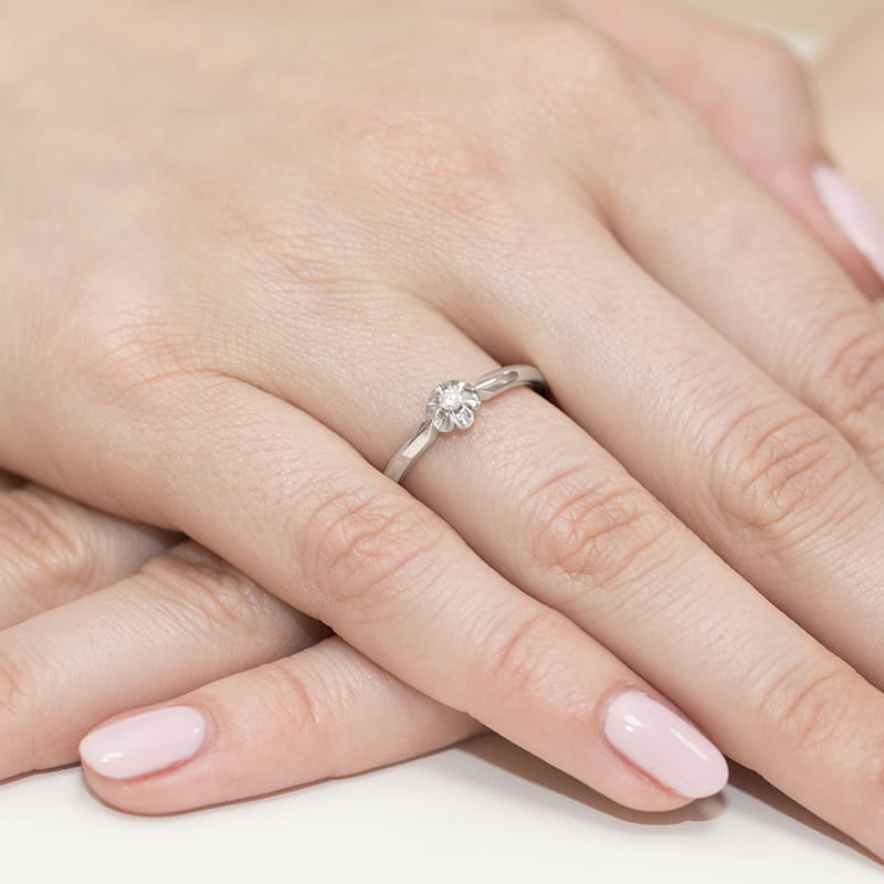 Inel Aur 9K cu Diamant Natural 0.04 ct