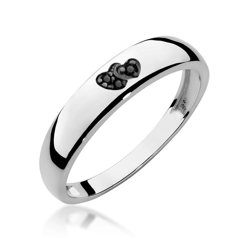 Inel Aur 9K cu Diamante Naturale Negre 0.02 ct