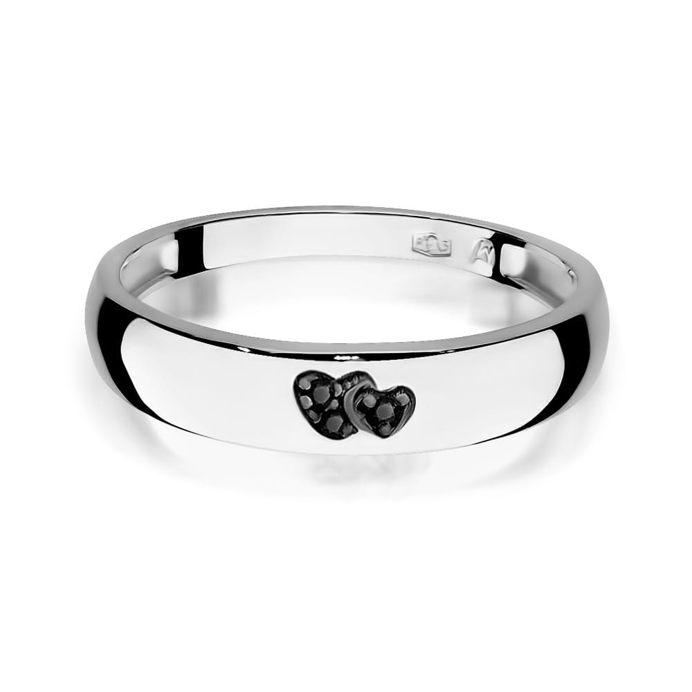 Inel Aur 9K cu Diamante Naturale Negre 0.02 ct