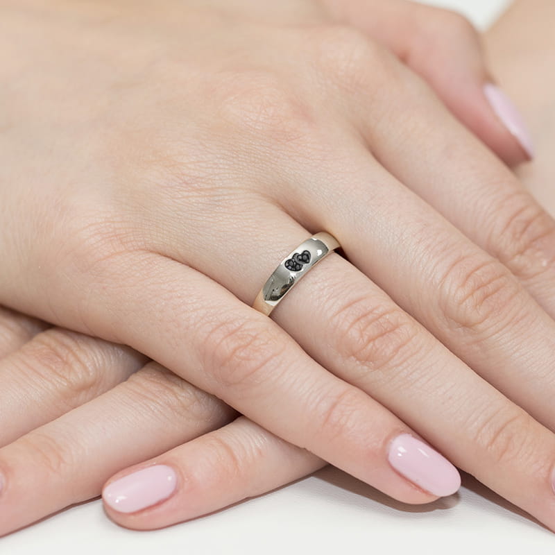 Inel Aur 9K cu Diamante Naturale Negre 0.02 ct