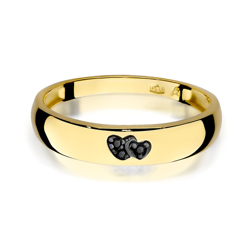 Inel Aur 9K cu Diamante Naturale Negre 0.02 ct