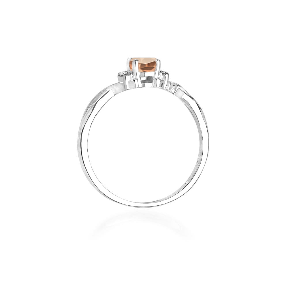 Inel Aur 14k cu Morganit 0.60 ct si Diamante 0.05 ct - Alb