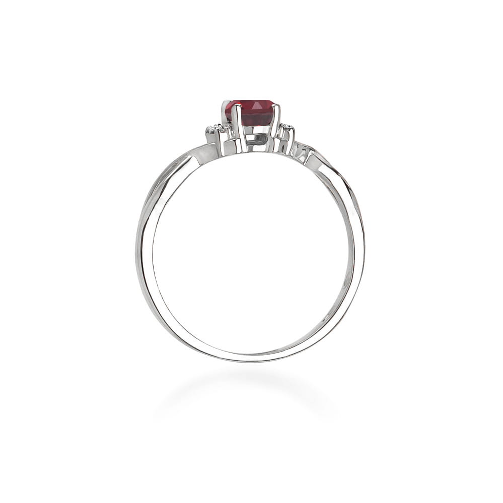 Inel Aur 14k cu Rodolit 0.50 ct si Diamante 0.05 ct - Alb