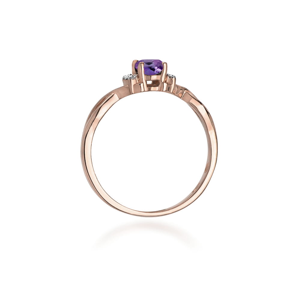 Inel Aur 14k cu Ametist 0.40 ct si Diamante Naturale 0.05 ct