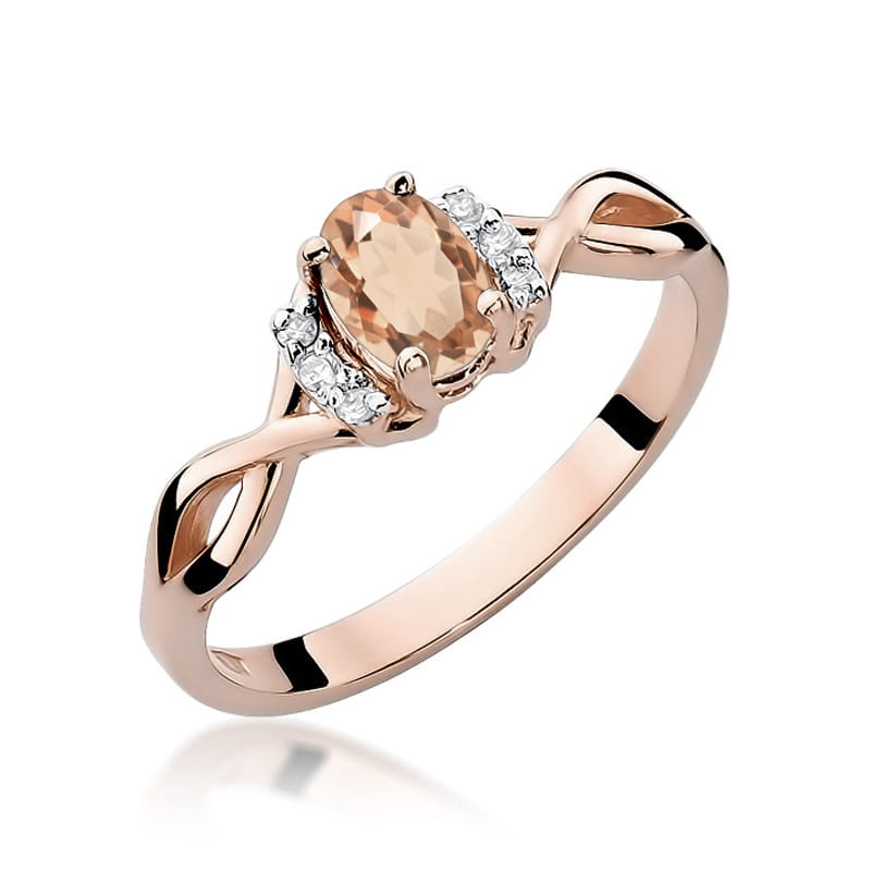 Inel Aur 14k cu Morganit 0.60 ct si Diamante 0.05 ct - Roz