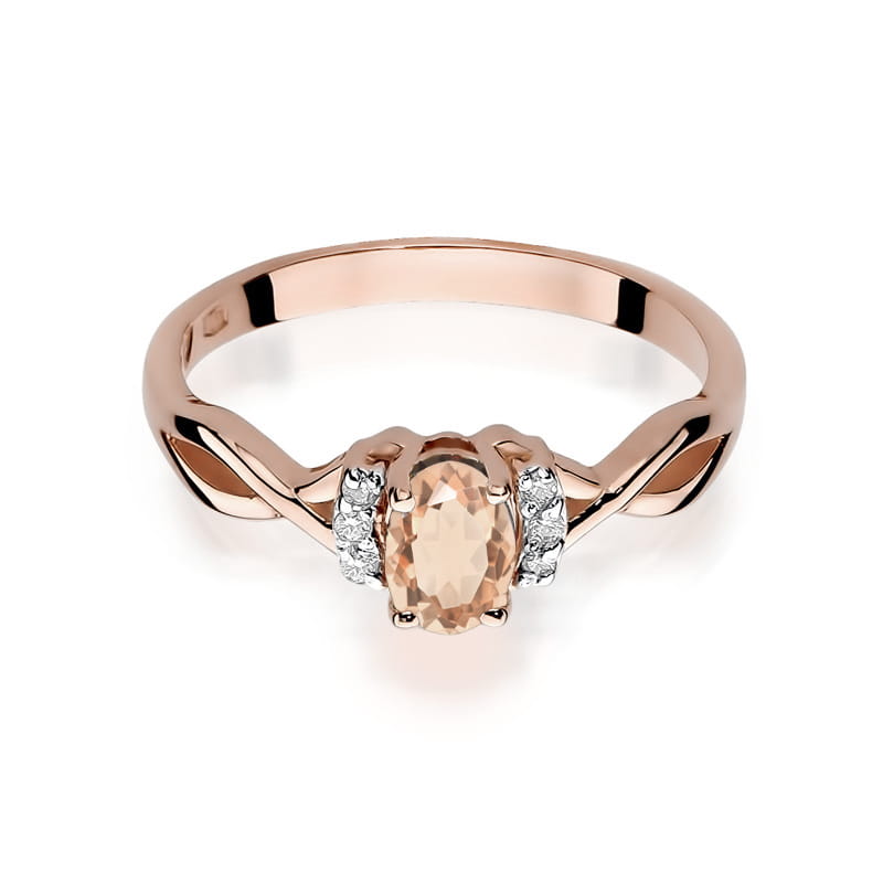 Inel Aur 14k cu Morganit 0.60 ct si Diamante 0.05 ct - Roz