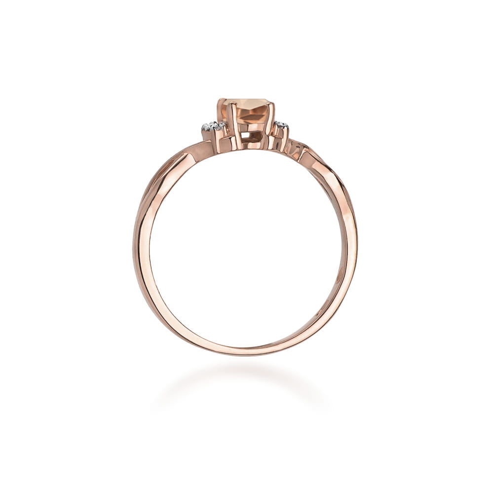 Inel Aur 14k cu Morganit 0.60 ct si Diamante 0.05 ct - Roz
