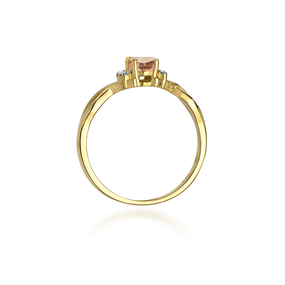 Inel Aur 14k cu Morganit 0.60 ct si Diamante 0.05 ct - Galben