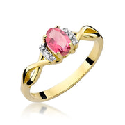 Inel Aur 14k cu Topaz Roz 0.50 ct si Diamante 0.05 ct - Galben