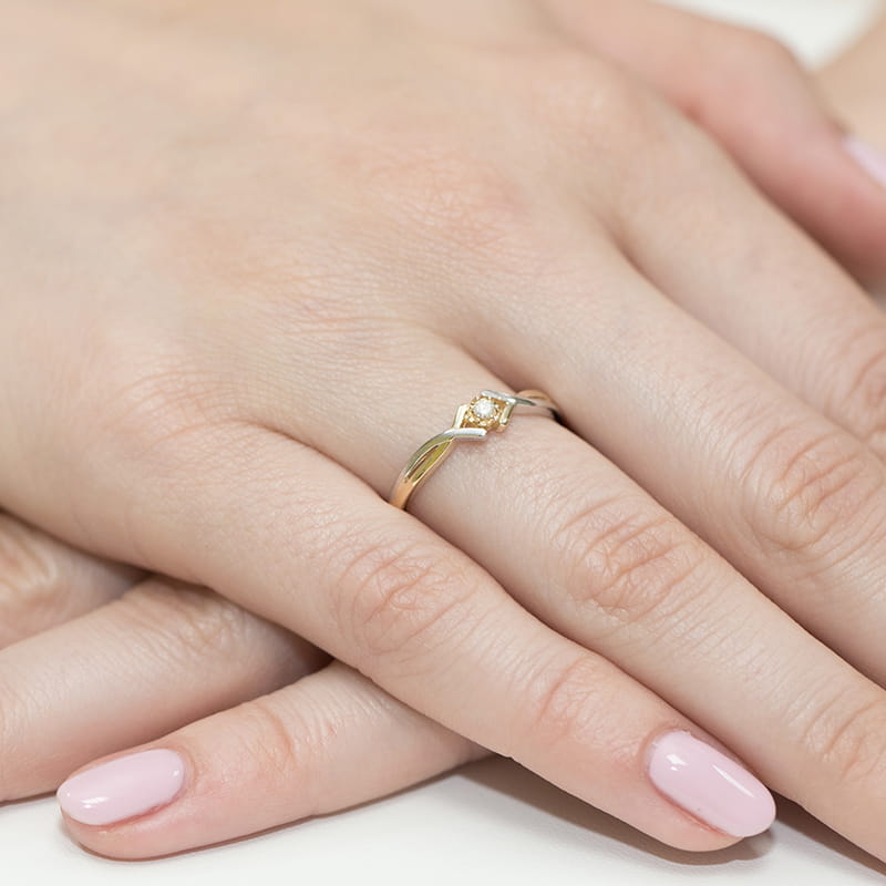 Inel Aur 9K cu Diamant Natural 0.04 ct