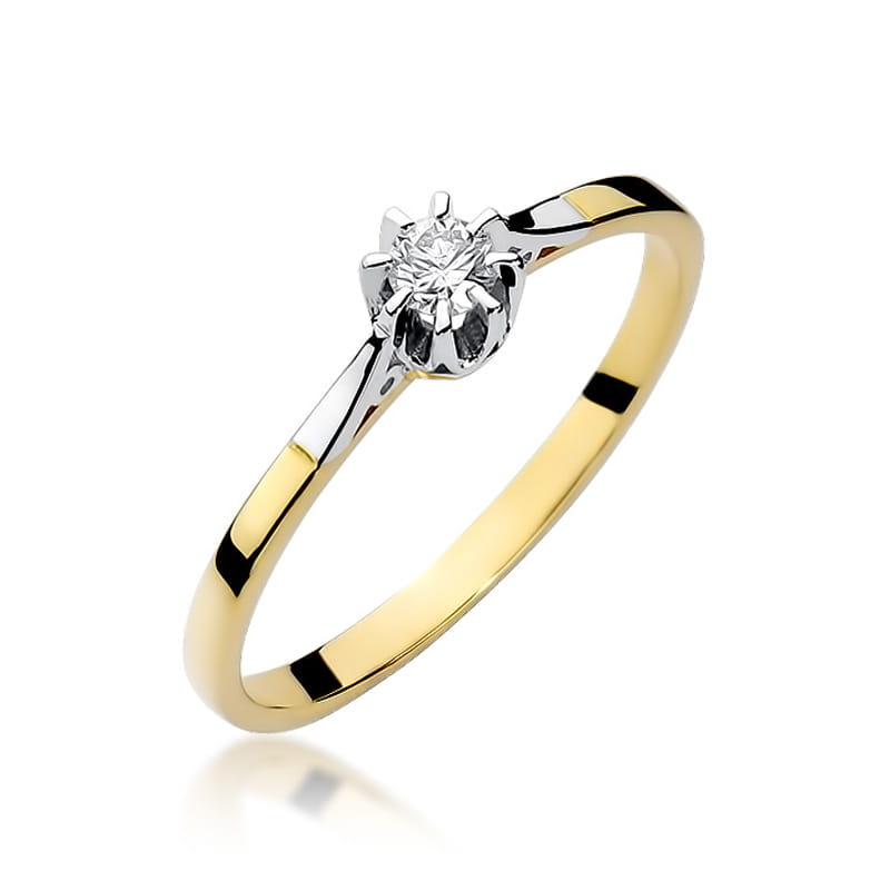 Inel Aur 9K cu Diamant Natural 0.10 ct