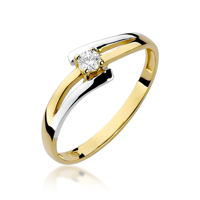 Inel Aur 9K cu Diamant Natural 0.10 ct