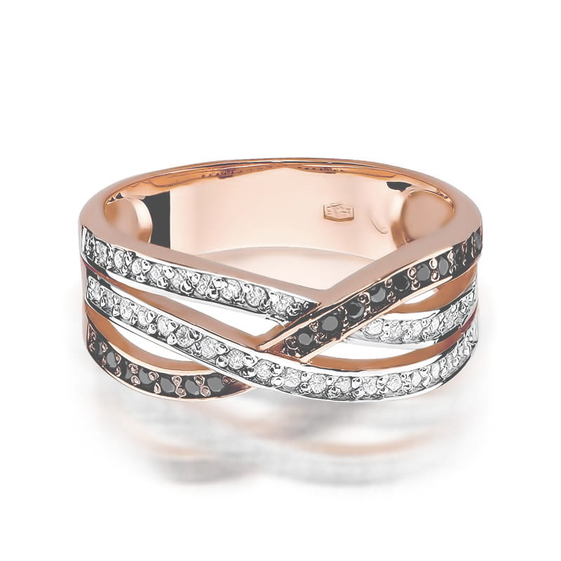 Inel Aur 14K cu Diamante Negre 0.27 ct