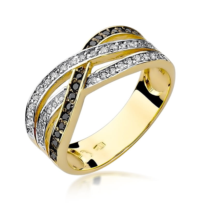 Inel Aur 14K cu Diamante Negre 0.27 ct