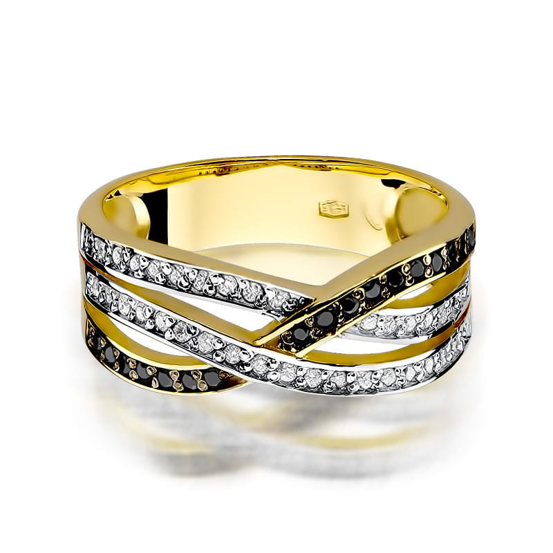 Inel Aur 14K cu Diamante Negre 0.27 ct