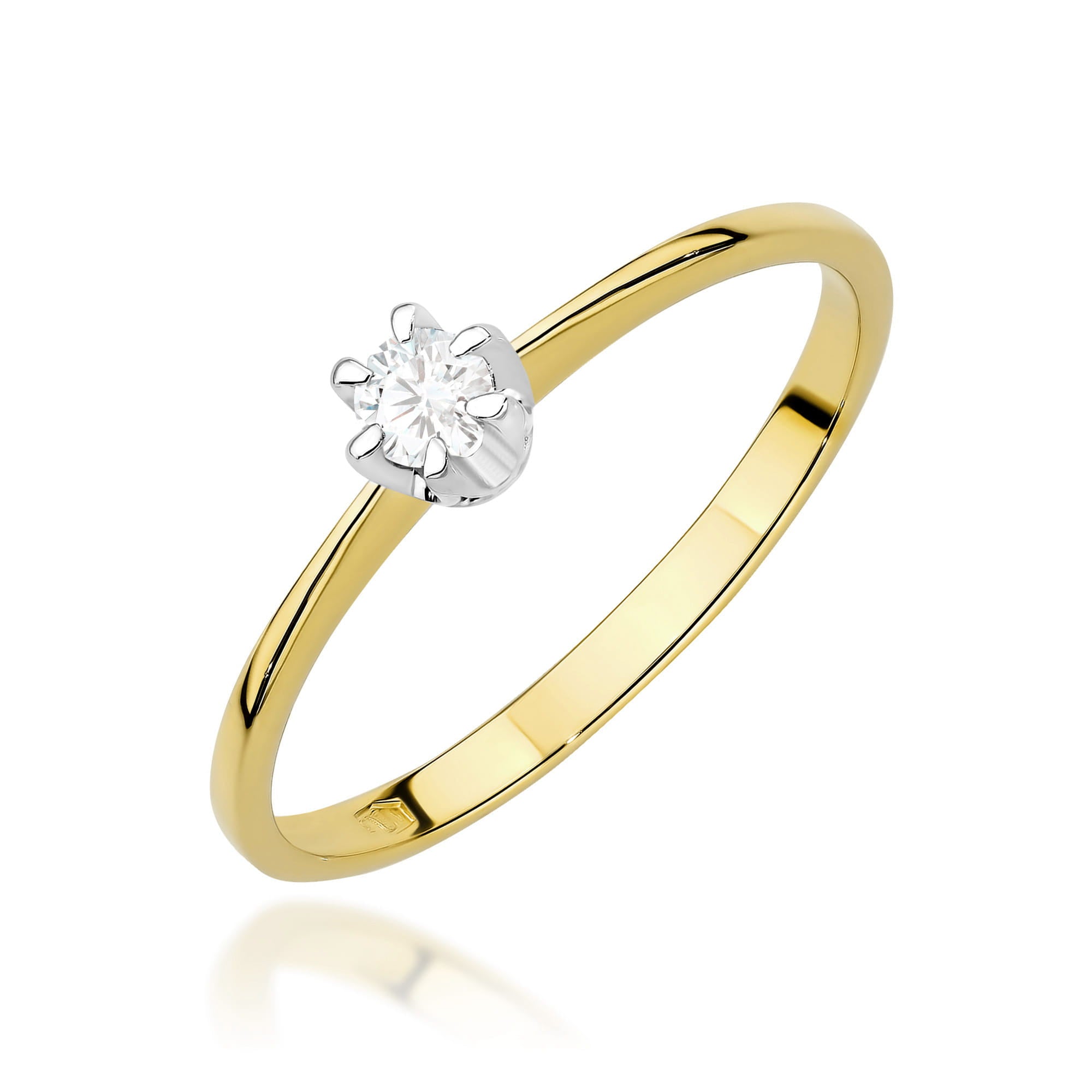 Inel Aur 9K cu Diamant Natural 0.10 ct
