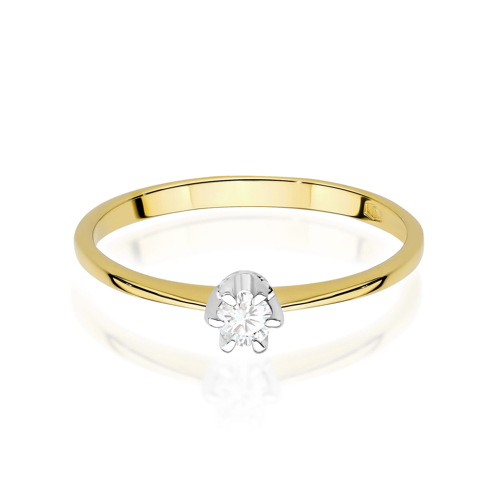 Inel Aur 9K cu Diamant Natural 0.10 ct