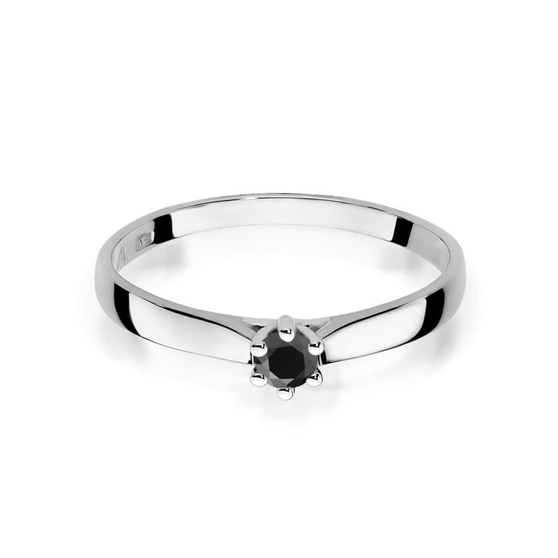 Inel Aur 9K cu Diamant Natural Negru 0.12 ct