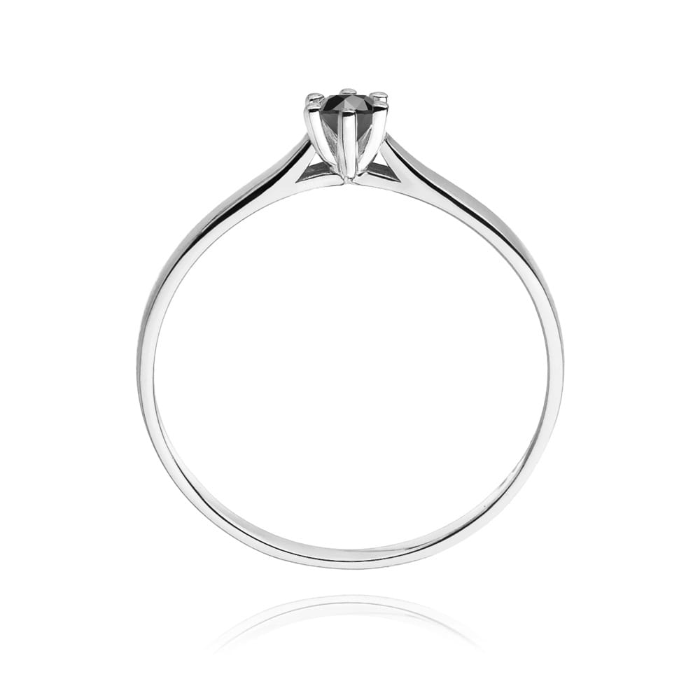 Inel Aur 9K cu Diamant Natural Negru 0.12 ct
