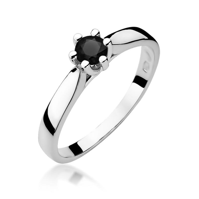 Inel Aur 9K cu Diamant Natural Negru 0.30 ct