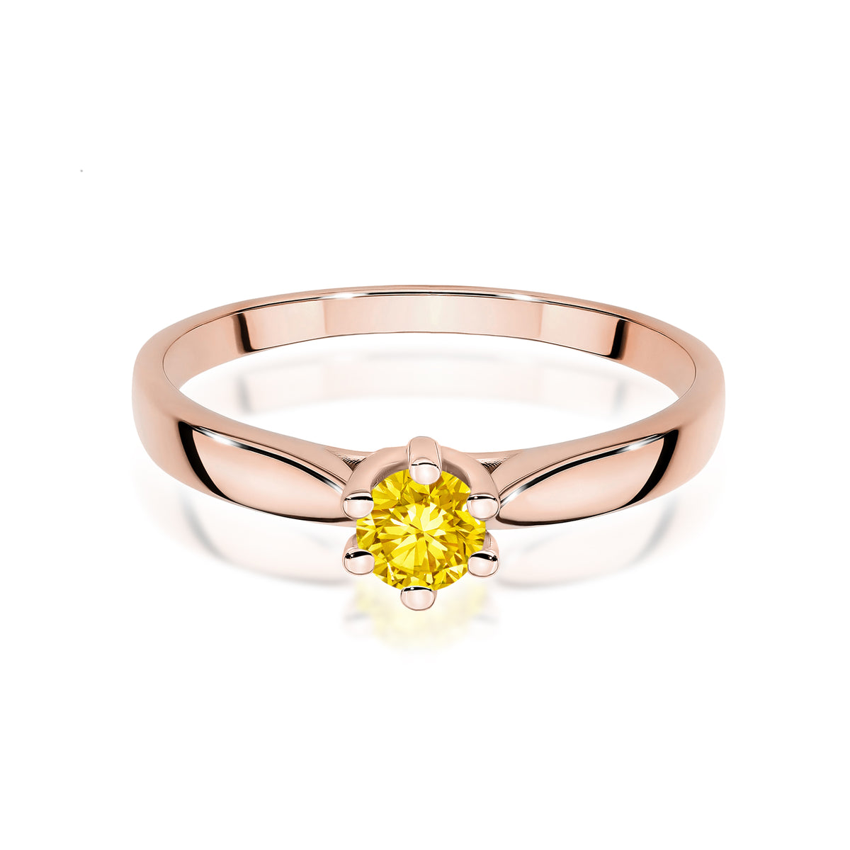 Inel Aur 14K cu Diamant Galben de Laborator 0.30 ct