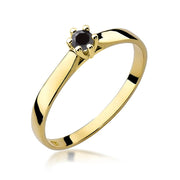Inel Aur 9K cu Diamant Natural Negru 0.12 ct