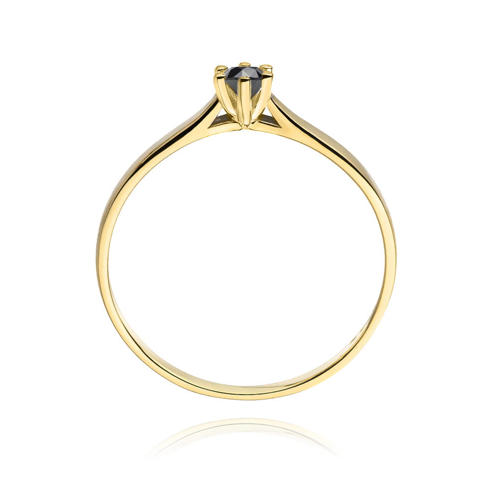 Inel Aur 9K cu Diamant Natural Negru 0.12 ct