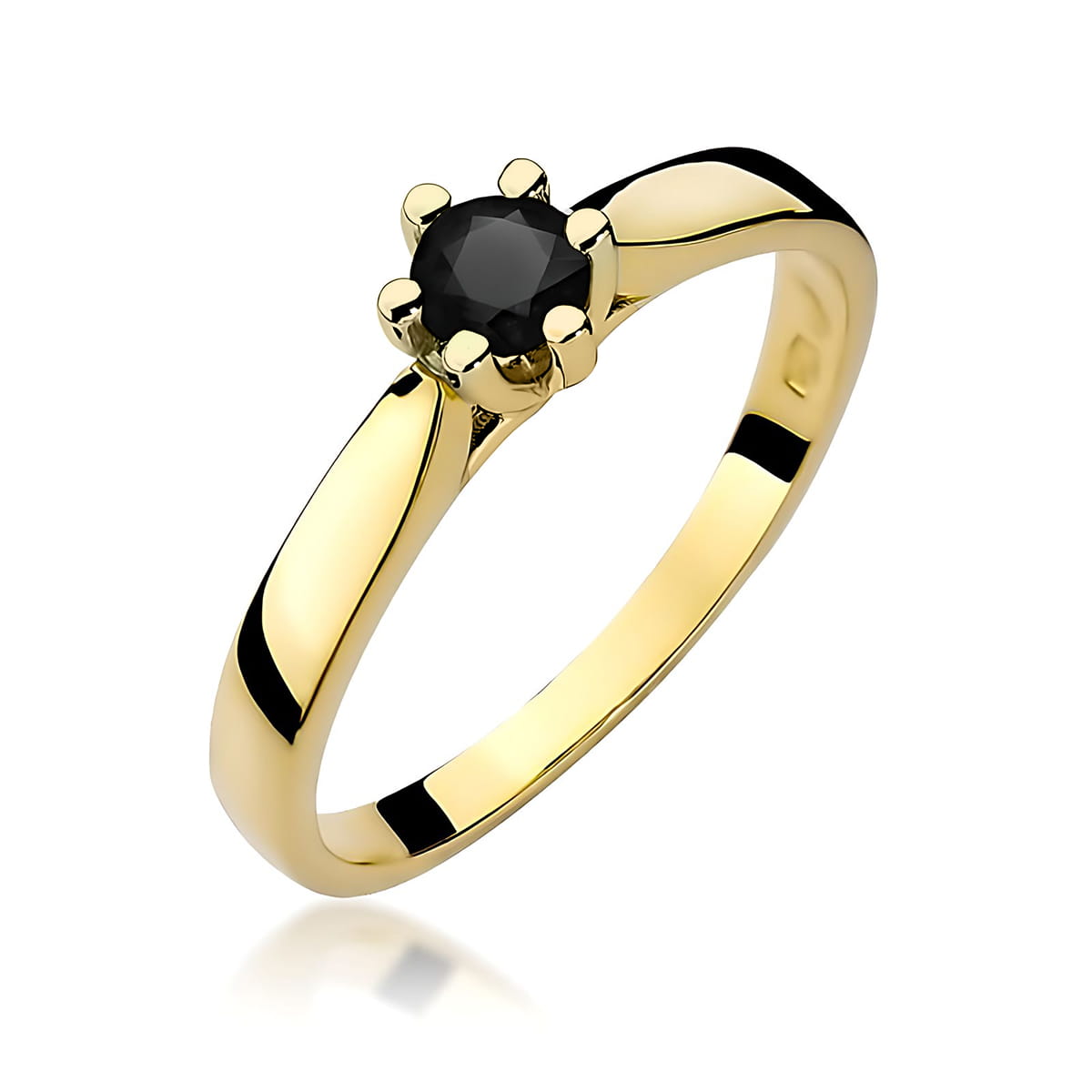 Inel Aur 9K cu Diamant Natural Negru 0.30 ct