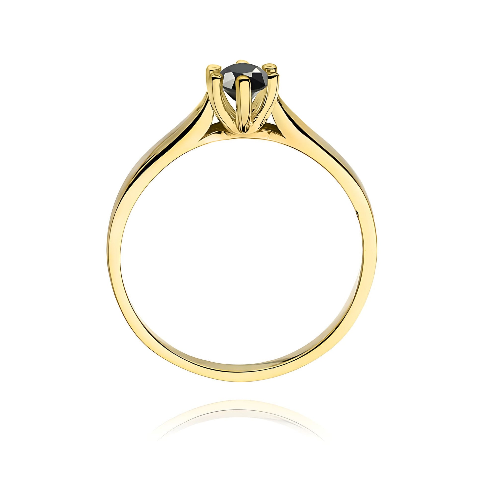 Inel Aur 9K cu Diamant Natural Negru 0.30 ct