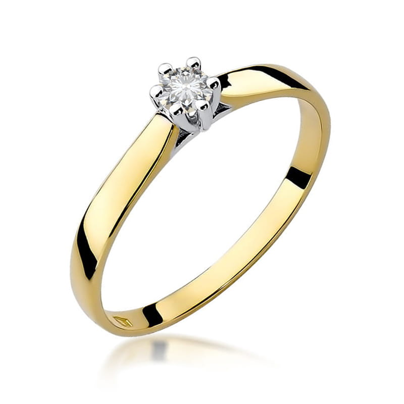 Inel Aur 9K cu Diamant Natural 0.12 ct