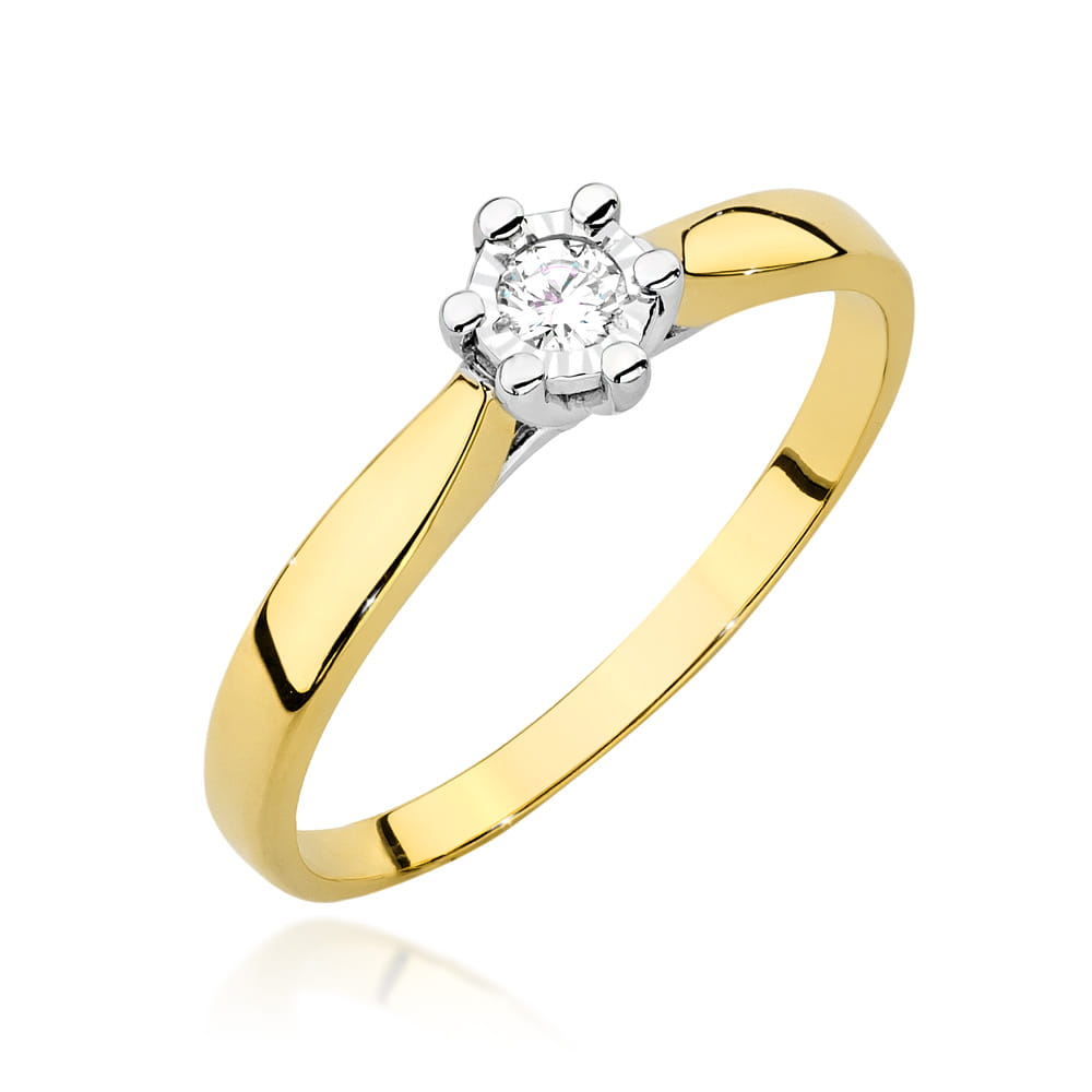 Inel Aur 9K cu Diamant Natural 0.08 ct