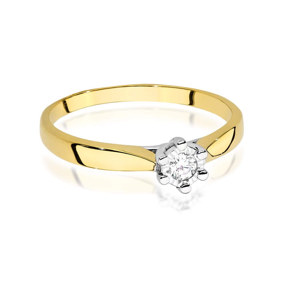 Inel Aur 9K cu Diamant Natural 0.08 ct