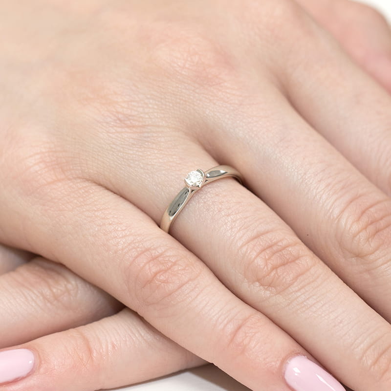 Inel Aur 9K cu Diamant Natural 0.10 ct