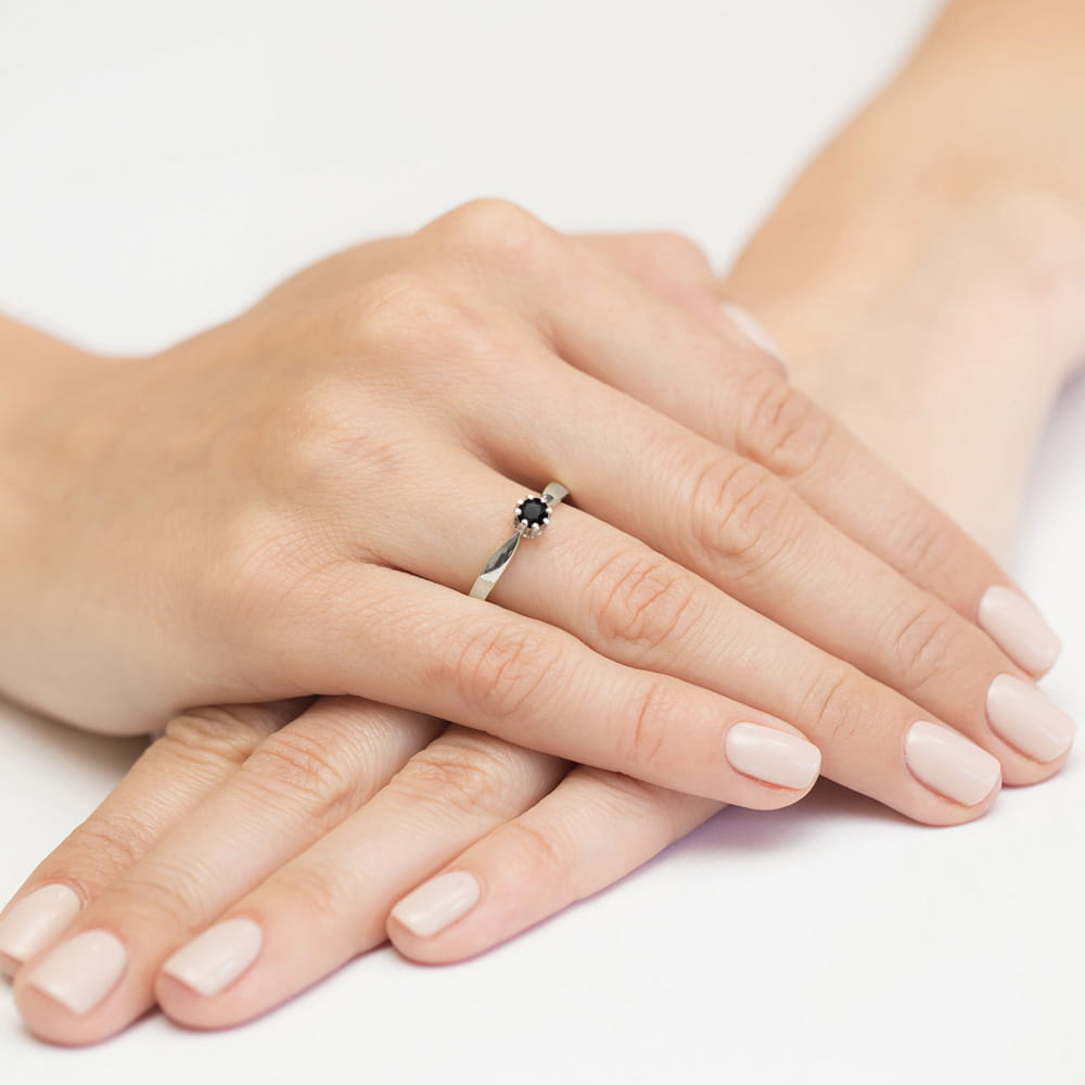Inel Aur 9K cu Diamant Natural Negru 0.30 ct