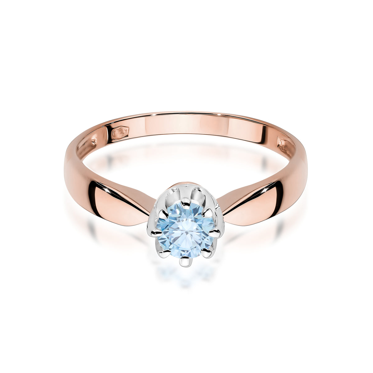 Inel Aur 14K cu Diamant Albastru de Laborator 0.50 ct