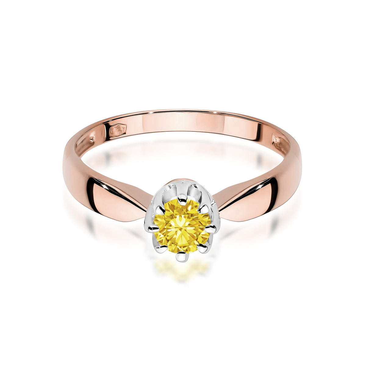Inel Aur 14K cu Diamant Galben de Laborator 0.50 ct