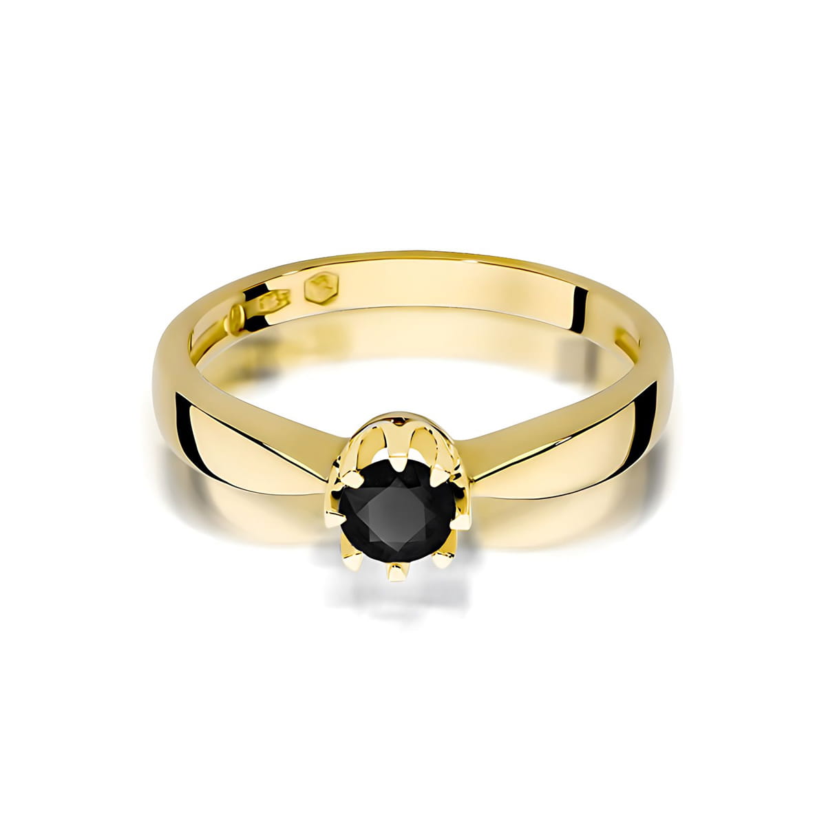Inel Aur 9K cu Diamant Natural Negru 0.30 ct