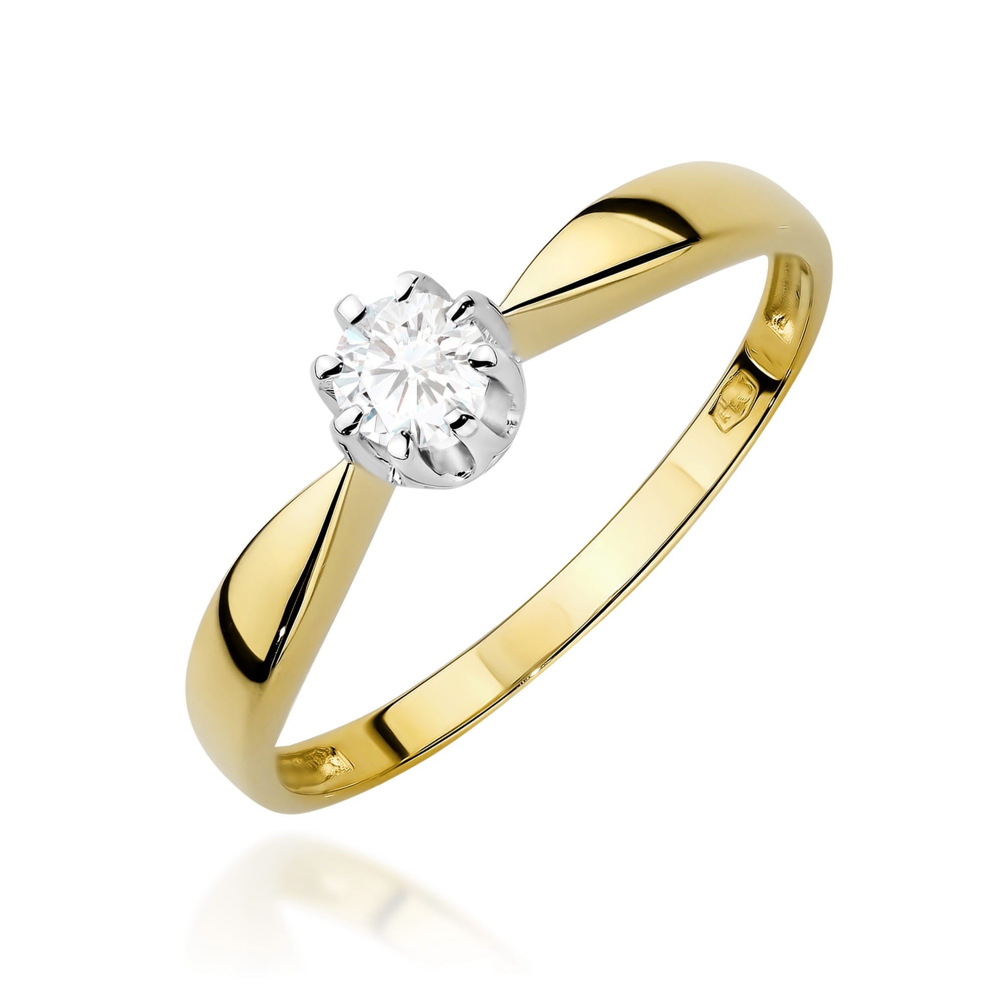 Inel Aur 9K cu Diamant Natural 0.15 ct