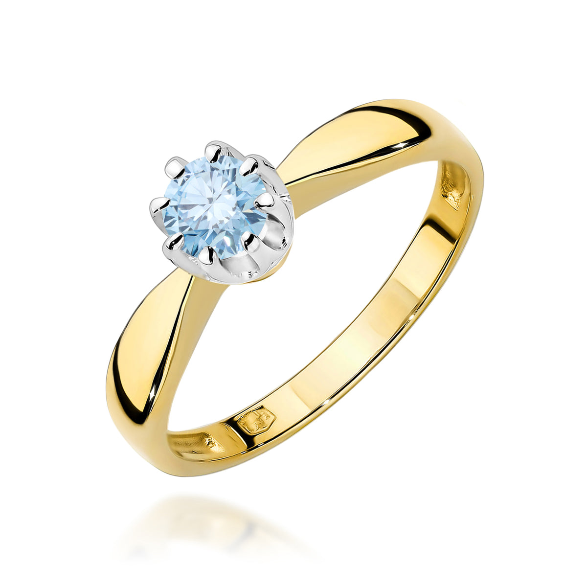 Inel Aur 9K cu Diamant Albastru de Laborator 0.30 ct