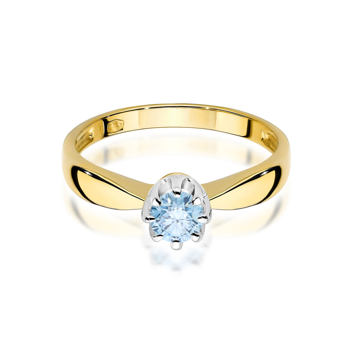 Inel Aur 9K cu Diamant Albastru de Laborator 0.30 ct
