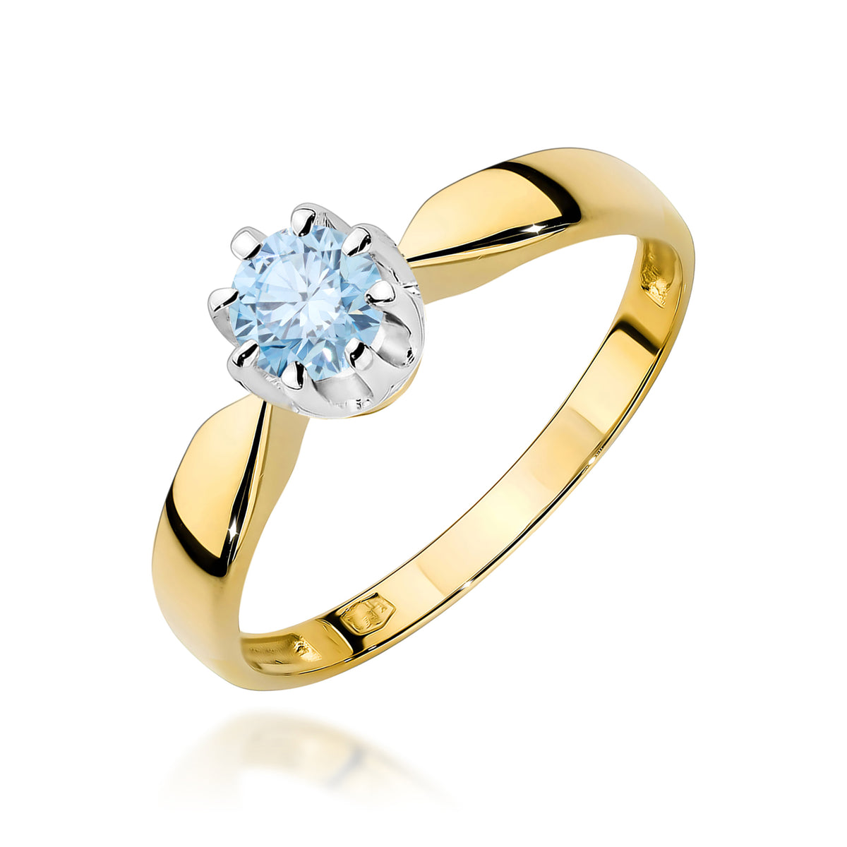 Inel Aur 9K cu Diamant Albastru de Laborator 0.50 ct