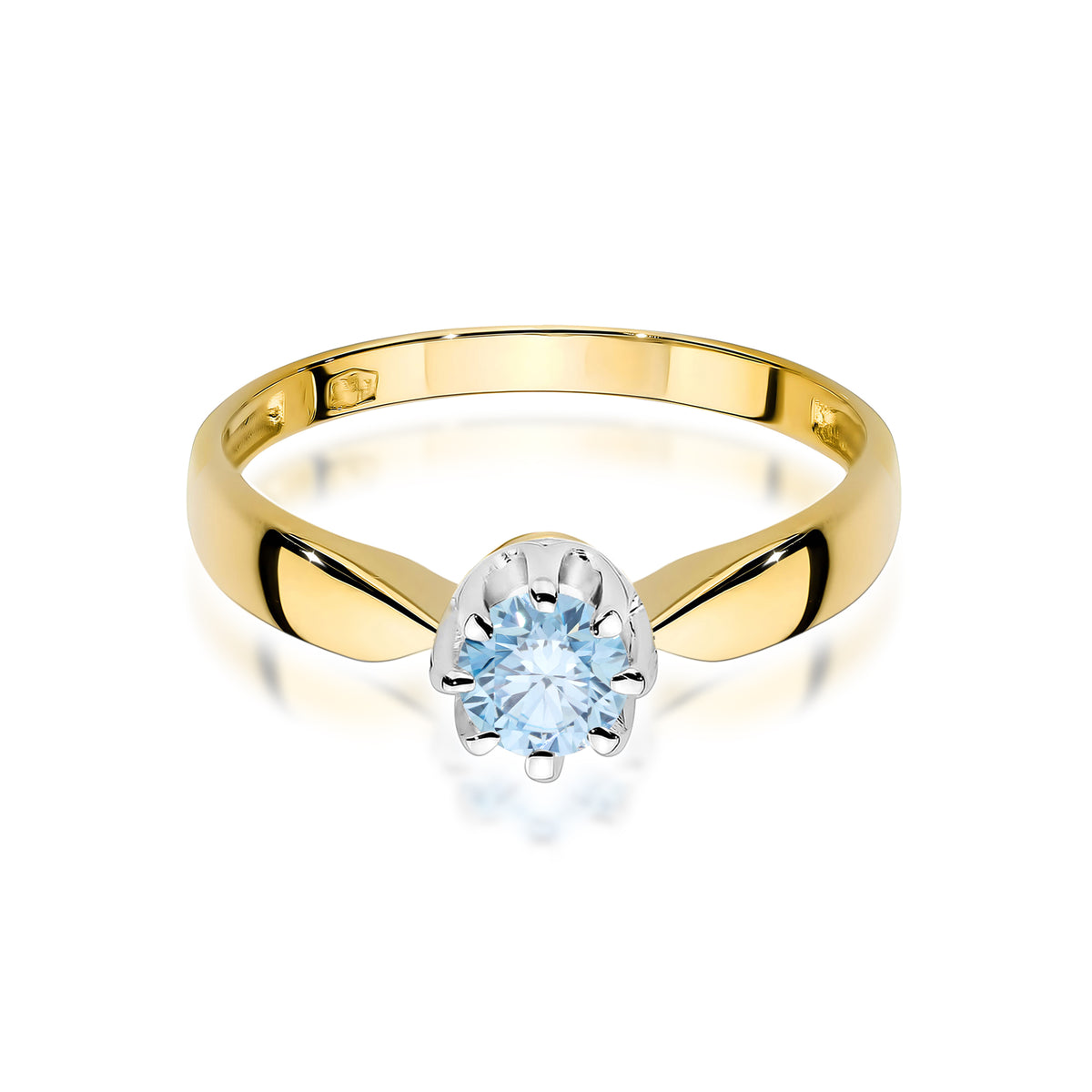 Inel Aur 9K cu Diamant Albastru de Laborator 0.50 ct