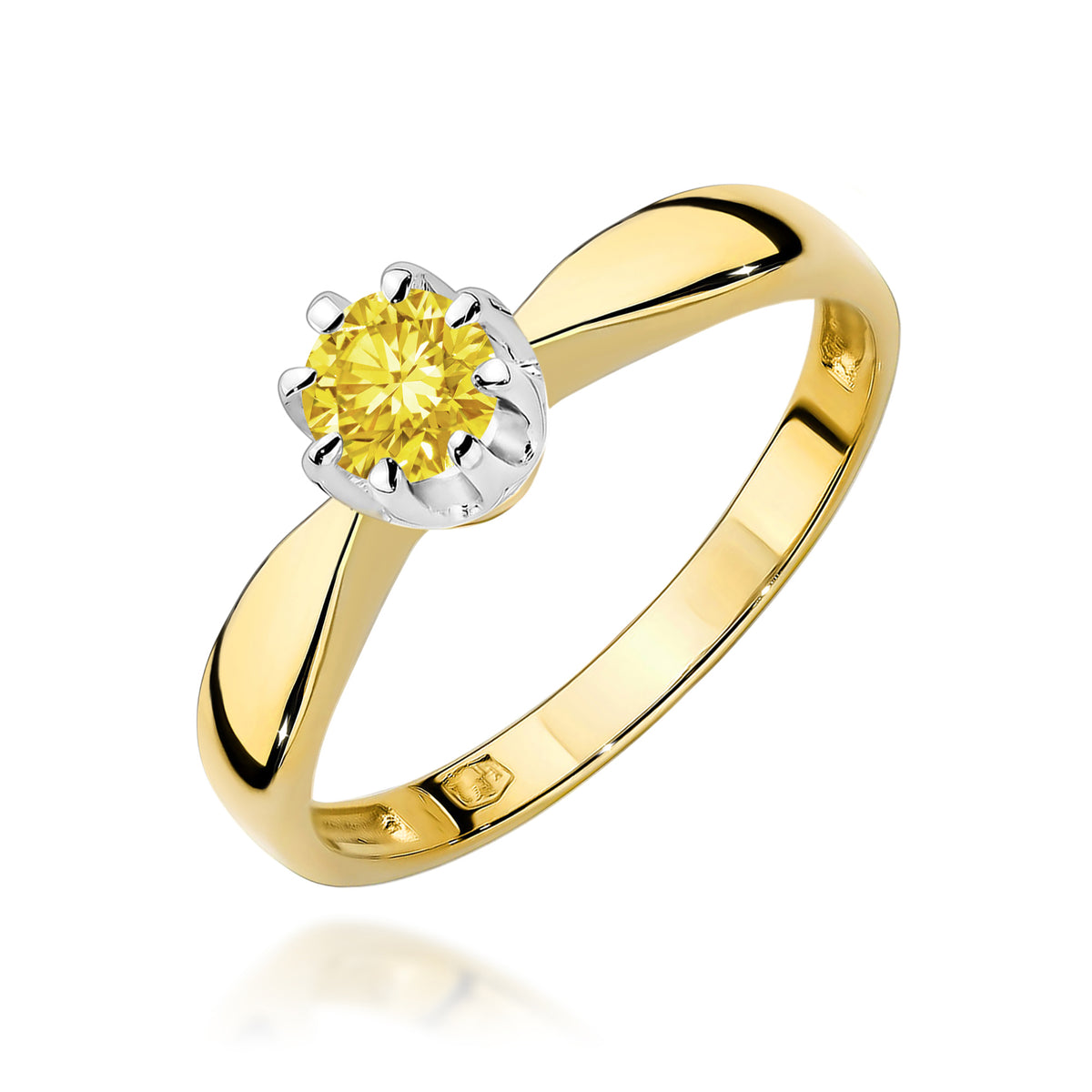 Inel Aur 9K cu Diamant Galben de Laborator 0.30 ct